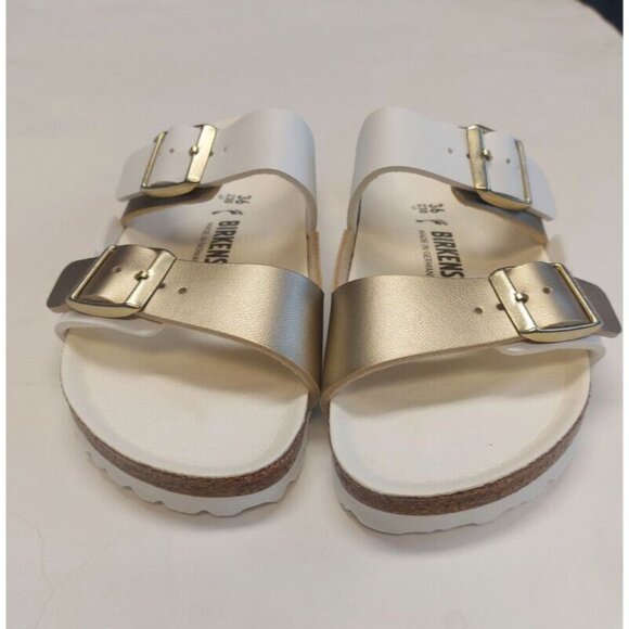 Birkenstock Arizona Split Birko-Flor Womens Size 5 Sandals Gold White EU 36 - Picture 6 of 9